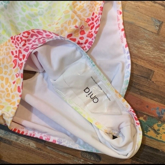 ONIA NWT Rainbow Leopard One Shoulder Bathing Suit L - Picture 6 of 10